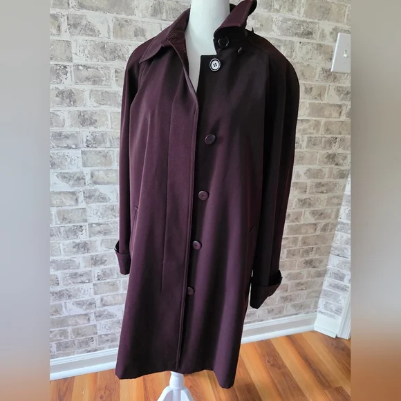Vintage Jacqueline Ferrar Deep Purple Swing Coat Size Petite Medium - Picture 3 of 7